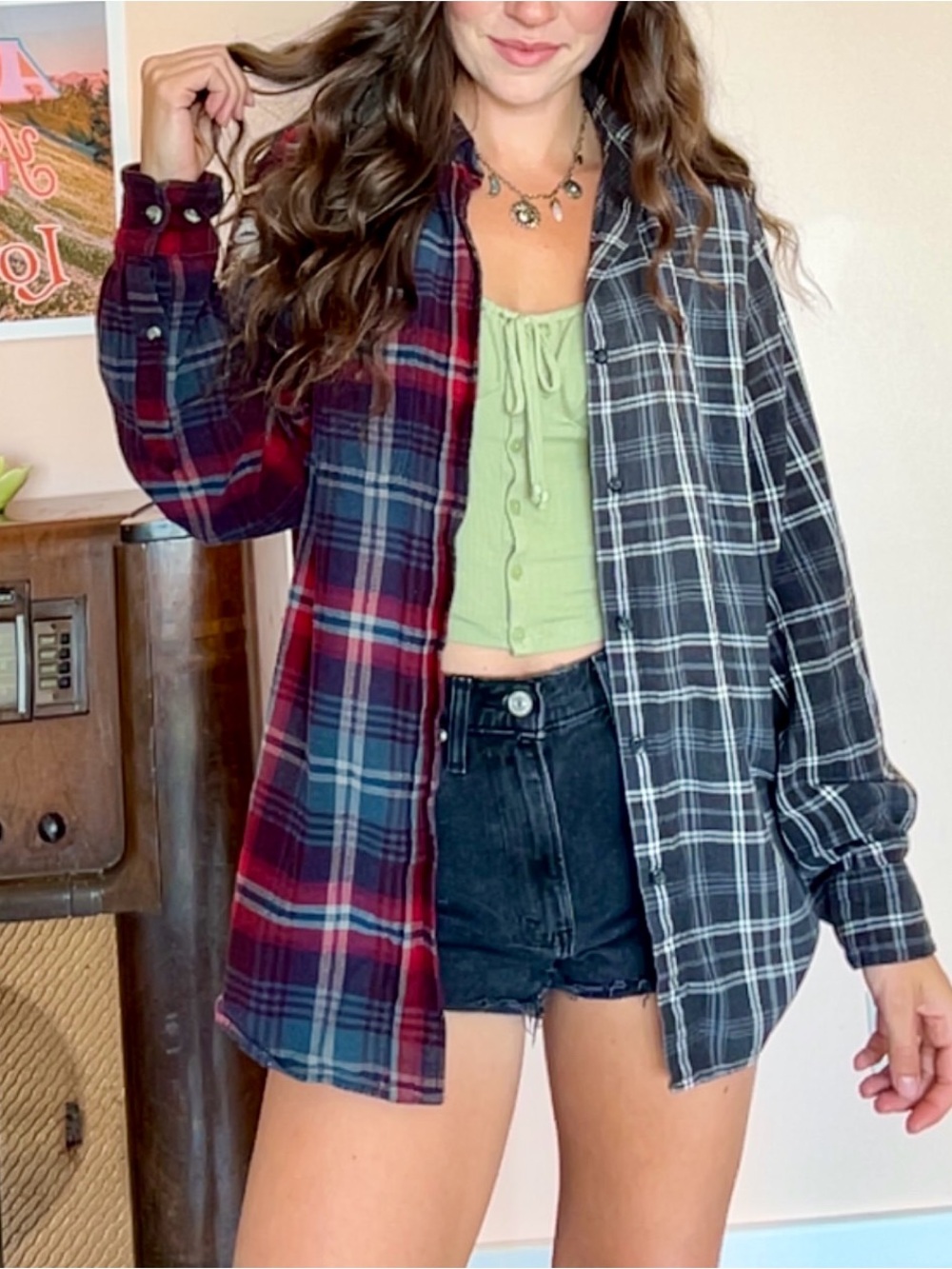 Upcycled Split Plaid